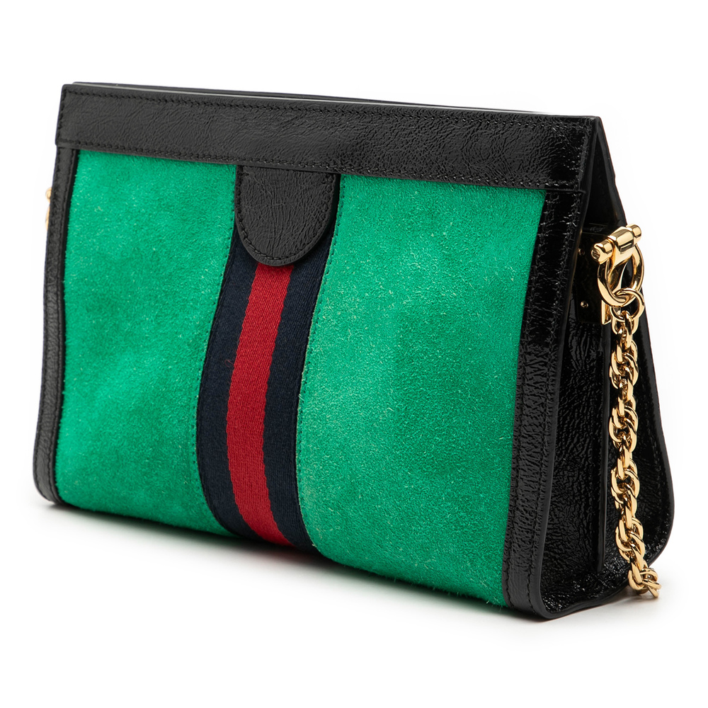 Pre-Loved Gucci Small Suede Web Ophidia Chain Crossbody - Picture 2 of 7